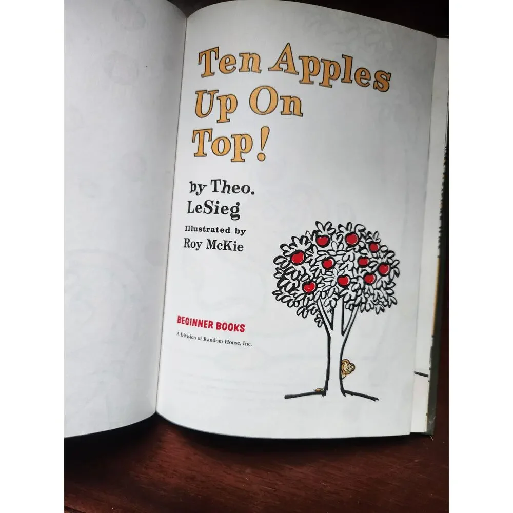 Ten Apples Up On Top Theo LeSieg Dr Seuss 1961 Vintage Beginner Book HC
